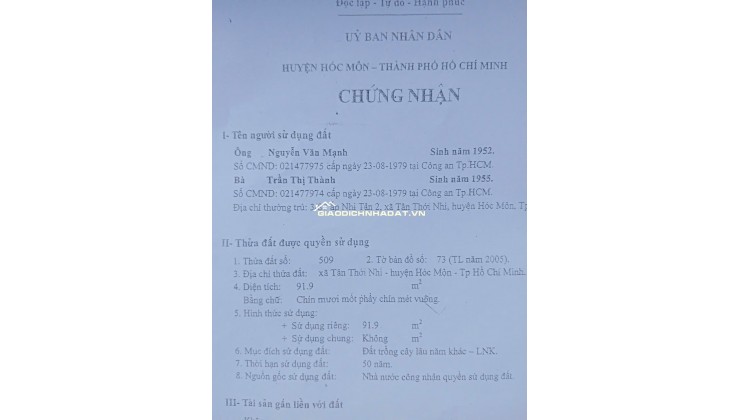 Bán nhà chính chủ ngay khu Đồng Diều Hóc Môn chỉ 946tr MT đường lớn