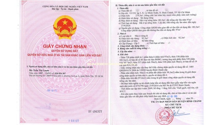 Bán Nhà Mặt Tiền 215 Thích Thiện Hòa, Xã Lê Minh Xuân, Huyện Bình Chánh