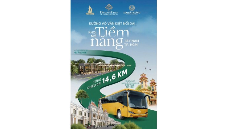 Đất nền Dragon Eden Bến Lức khu Tây chỉ từ 625 triệu là sở hữu ngay sổ hồng riêng