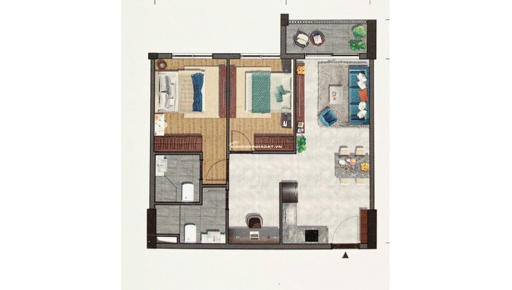 Chính chủ bán căn hộ Privia thiết kế 2PN+1 thông minh