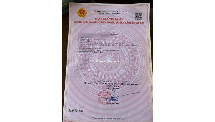 Mảnh đất nghỉ dưỡng tại Thanh Thuỷ, Phú Thọ giá rẻ