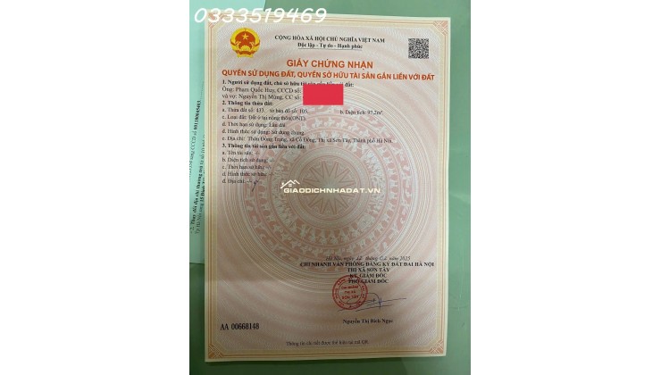 Vợ ck em cần bán mảnh đất full thổ cư- Đoài Phương, Sơn Tây, HN (Em không tiếp  kinh doanh, cần tìm khách mua ạ)