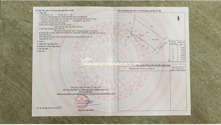 BÁN ĐẤT 2 MẶT TIỀN TẶNG NHÀ TẠI TP BIÊN HOÀ, DT 4200M2, SỔ SẴN, CHỈ 19 TỶ. LH:0933449988.