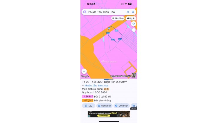 BÁN 3300M2 ĐẤT TẠI PHƯỚC TÂN - TP BIÊN HOÀ. SHR. 33 TỶ. LH:0933449988.
