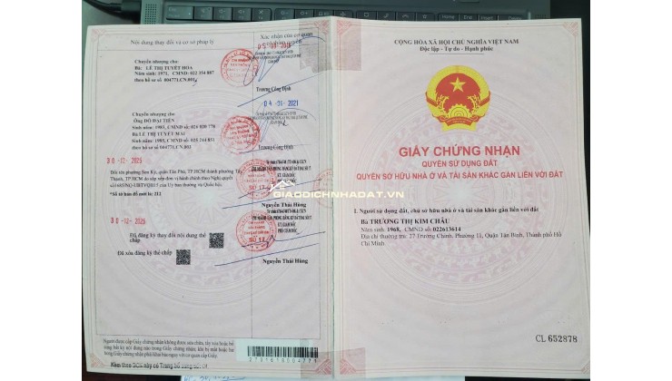 BÁN NHÀ SƠN KỲ, TÂN PHÚ: DT 72,7 M2 (1T1L) SẴN SỔ HỒNG, CHỈ 6.7 TỶ TL. LH:0932688139