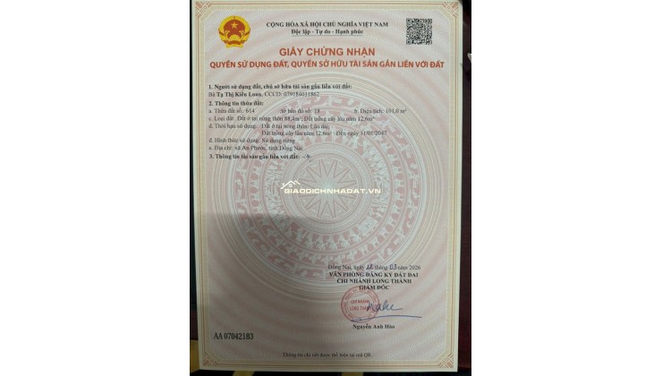 Đất nền thổ cư An Phước - Long Thành | Sổ hồng riêng