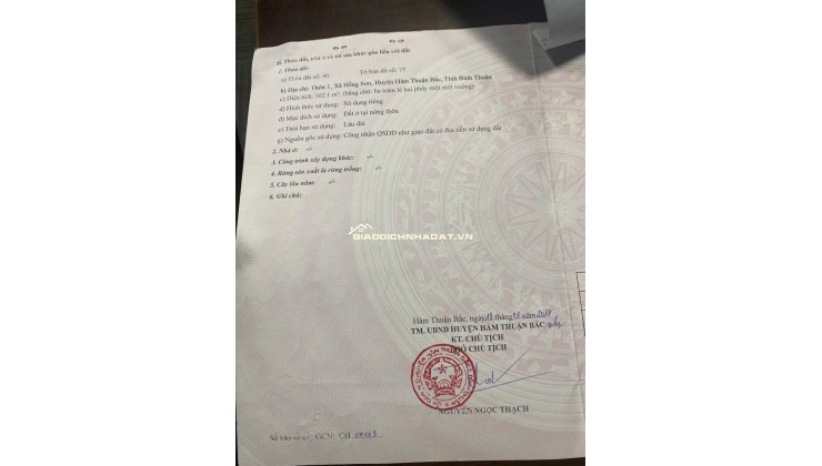 BÁN NHÀ 300M2 TẠI HỒNG SƠN, HÀM THUẬN BẮC, BÌNH THUẬN - 1.5 TỶ