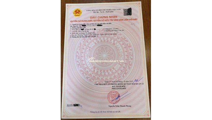 Siêu phẩm Nhà phố Thạnh Xuân Q12 - 125m² - 4 Tầng đúc - Sổ hồng riêng.