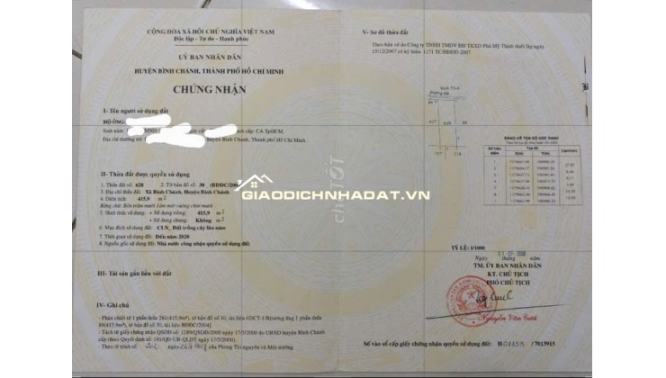 Bán đất Nông Nghiệp 12m x 34,3m, Đường T12 , Bình Chánh