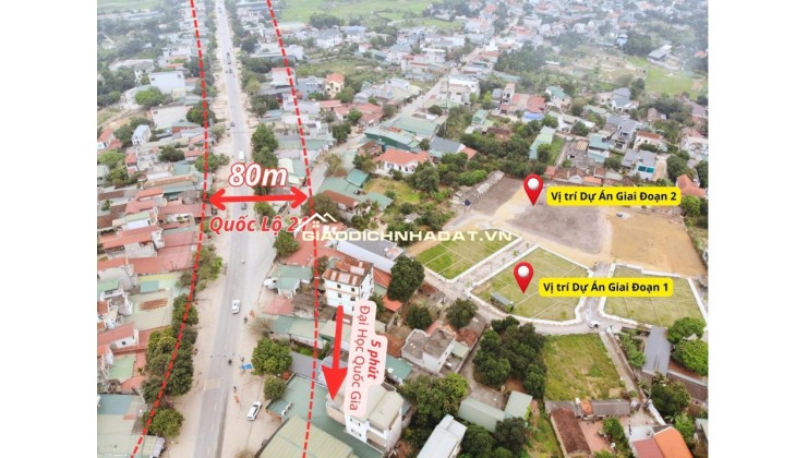 Chính chủ cần bán lô ngoại giao - trục chính rộng 10m - gần đại học QGHN, CNC Hòa Lạc - sẵn sổ, full thổ cư