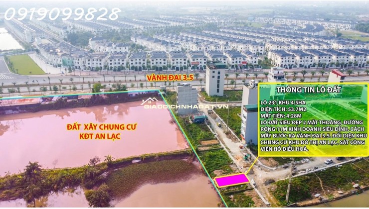 Chính chủ bán lô đất cực hiếm khu đất dịch vụ 4.6 ha Vân Canh sát An Lạc Symphony 3 bước chân ra vành đai 3.5 kinh doanh tốt