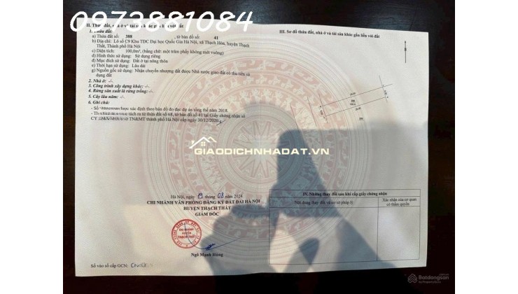 CHỦ CẦN TIỀN BÁN NHANH LÔ ĐẤT SIÊU ĐẸP SÁT KHU ĐẤU GIÁ ĐỒNG MÔ LAKE SIDE