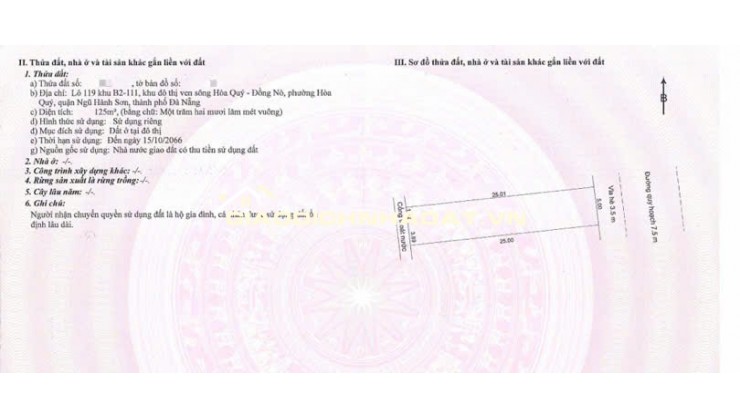 CẦN BÁN ĐẤT ĐƯỜNG BỜ QUAN 3 KHU NAM HOÀ XUÂN 125M2 - 6.8 TỶ. LH:0334681909.