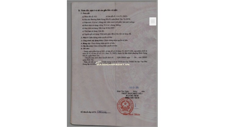 ĐẤT HẺM 151/67/ ĐƯỜNG LK4-5 PHƯỜNG BÌNH TÂN. 92M2 SHR CHỈ 4TY850TR. LH:0989915732