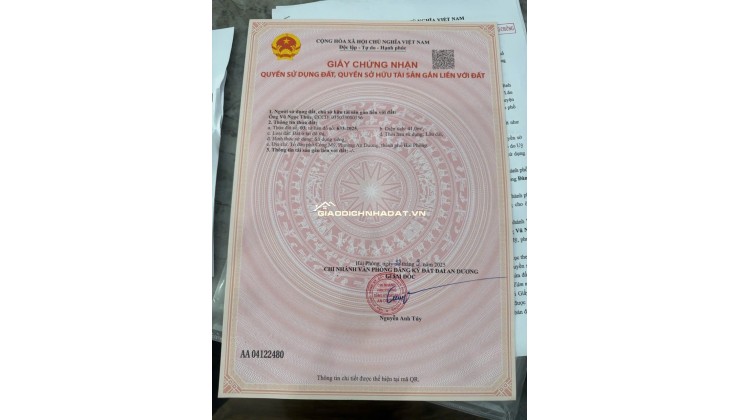 BÁN ĐẤT CỐNG MỸ AN DƯƠNG 41 M2 SHR 899 TR. LH:0358881379
