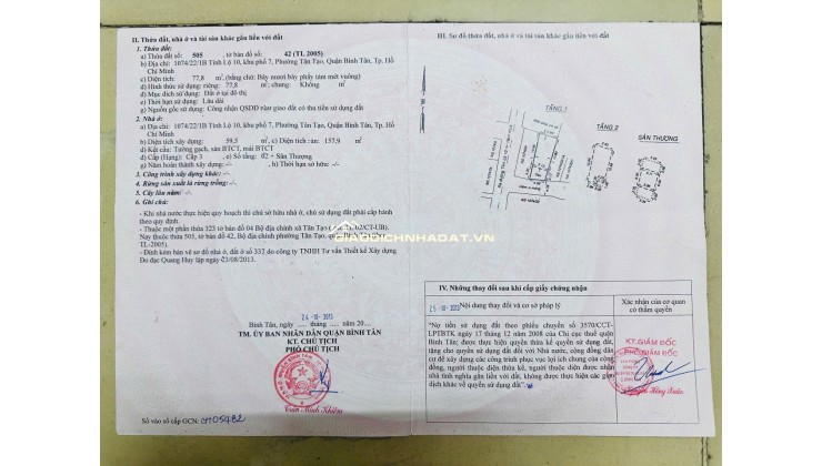 BÁN NHÀ 1074/22/1B ĐƯỜNG TỈNH LỘ 10 (THÔNG VỚI HẺM 111 LÊ ĐÌNH CẨN). LH:0933534006.