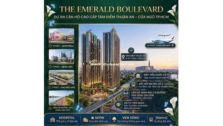 THE EMERALD BOULEVARD - CĂN HỘ CAO CẤP MẶT TIỀN QL13. BOOKING CHỈ 50 TRIỆU - HOÀN LẠI 100%. LH:0978007184.