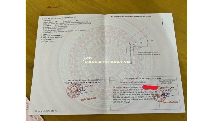 Diện tích đất rộng rãi 297m2, mặt tiền 20m, tại Đắk Hà, Kon Tum