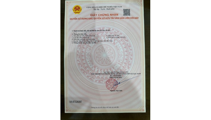 Bán đất nền dự án Kđt Đồng Cửa - Lục Nam - Bắc Giang sắn sổ hồng sang tên