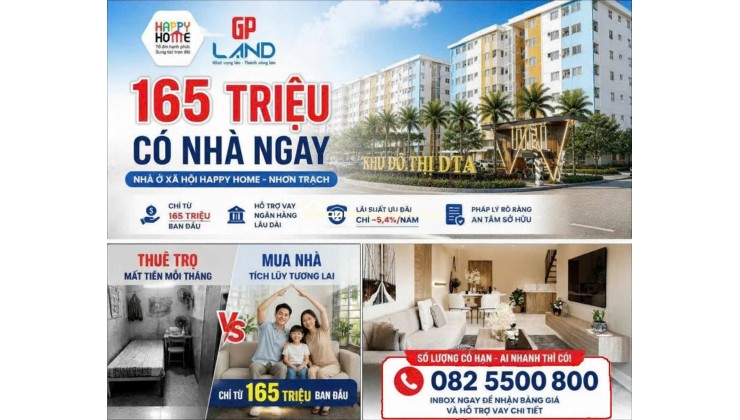 Happy Home 2PN + 2WC - Thanh toán 30% (165 Triệu) sở hữu ngay, sổ hồng riêng⁠