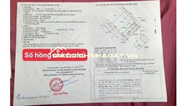 Bán nhà hẻm 971/3A KP3 P. An Phú Đông Q12 nhà trống giao ngay