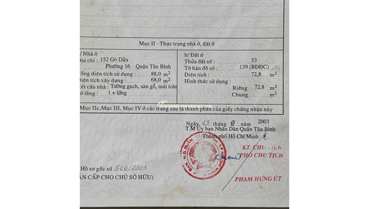 Cho thuê nhà cấp 4 số 152 Gò Dầu mặt tiền siêu đẹp quận Tân Phú
