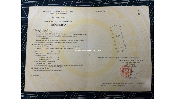 CHÍNH CHỦ CẦN BÁN NHÀ 36A CỰ LỘC – ÔTÔ VÀO NHÀ