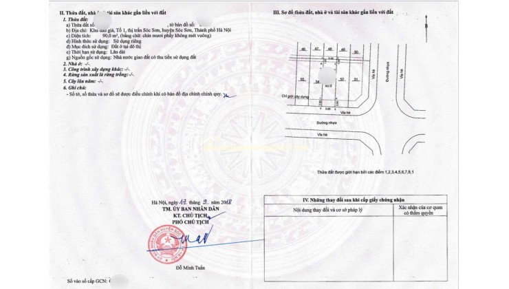 VỊ TRÍ KIM CƯƠNG TẠI ĐẤT THỊ TRẤN TỔ 1 -TẠI SÓC SƠN HÀ NỘI -DT 90 M FUN THỔ CƯ