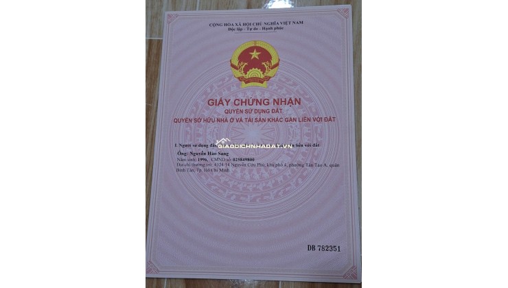 BÁN NHÀ PHƯỜNG TÂN TẠO A, BÌNH TÂN – 55M2 - SẴN SHR - 4.9 TỶ. LH:0938800325