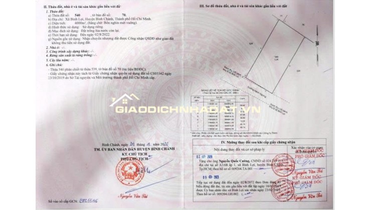 BÁN ĐẤT XÃ BÌNH LỢI - BÌNH CHÁNH, 10.387M2 SẴN 2 SỔ HỒNG CHỈ 2 TỶ/1000M2. LH:0978435476.