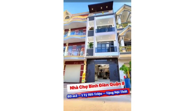 BÁN NHÀ NGAY CHỢ BÌNH ĐIỀN QUẬN 8. DT80 M2 - SHR - CHỈ 1TỶ165TR. LH:0785448683.