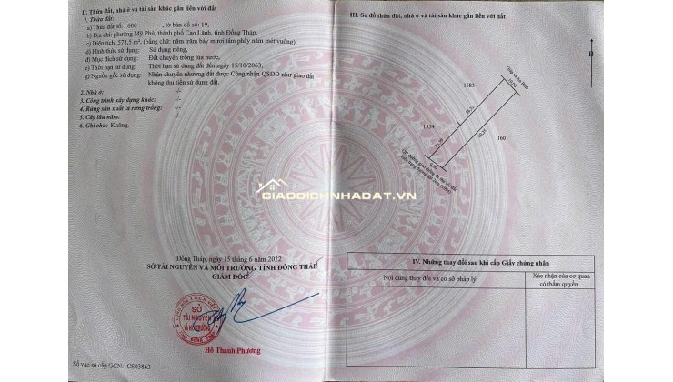 CẦN BÁN KHU ĐẤT TIỀM NĂNG MẶT TIỀN TUYẾN TRÁNH QL30 – GẦN CHỢ MỸ PHÚ. LH:0907682333.