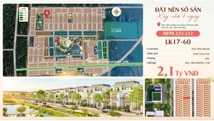 Đất nền sổ sẵn, gần trung tâm cụm khu công nghiệp Đức Hòa, chỉ từ 2,1 tỷ/nền