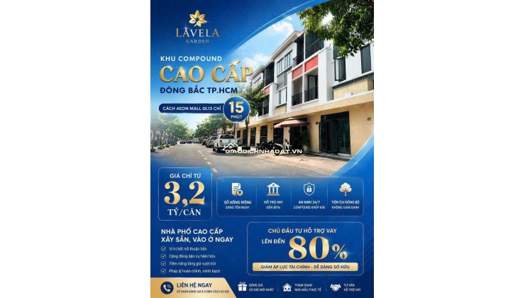 Hot nhì khu Tân Uyên: chỉ 2.6 tỷ VAT- nhà phố 2 tầng compound sổ riêng. Ms Dung 0943052696
