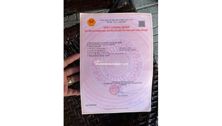 SIÊU PHẨM ĐƯỜNG TRỤC THÔN 11M NGAY TRUNG TÂM BUÔN BÁN SẦM UẤT TẠI THANH SƠN,  KIẾN THỤY, HẢI PHÒNG, 117M2, GIÁ 28,5 TR/M2.