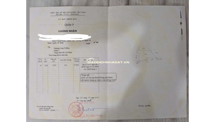 CẦN BÁN 3000M2 ĐẤT NÔNG NGHIỆP TP THỦ ĐỨC, GIÁ 5 TỶ 1 CÔNG. LH:0918372372.