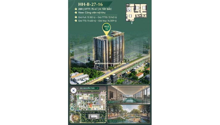 CĂN 2PN- HHB-27-16 - HANOI SEASONS GARDEN - LỰA CHỌN HOÀN HẢO KHÔNG THỂ BỎ LỠ