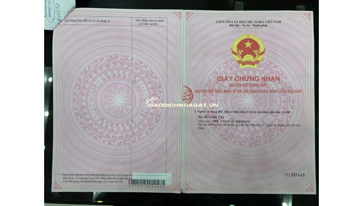 Bán nhà 414/28/9 Đoàn Văn Bơ, P.Khánh Hội, TPHCM. 99m2 SHR chỉ 9.8 tỷ. Lh: 0917873287