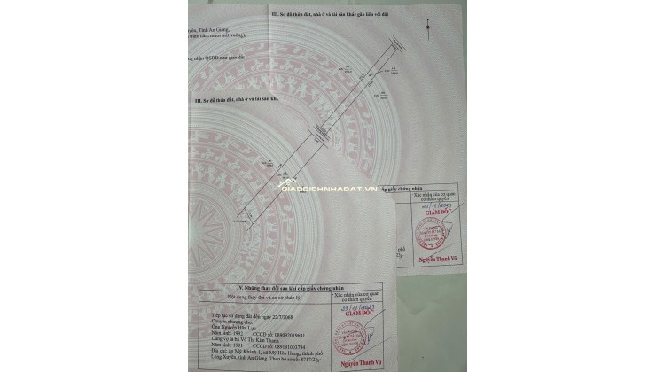 BÁN ĐẤT 3 CÔNG ĐẤT XÃ MỸ HOÀ HƯNG, TP LONG XUYÊN SHR CHỈ 750 TRIỆU. LH:0977226448