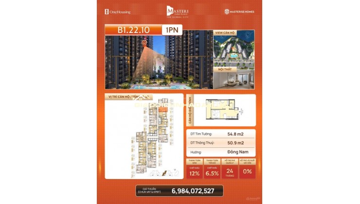 Chính chủ cần tiền cắt lỗ 400tr bán nhanh căn 1PN dự án Masteri Park Place