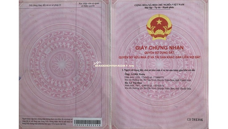 BÁN 380,6MV ĐẤT MT ĐƯỜNG SỐ 8 P.LONG ĐIỀN BÀ RỊA-VŨNG TÀU, TP.HCM 9.3TỶ LH:0918656770