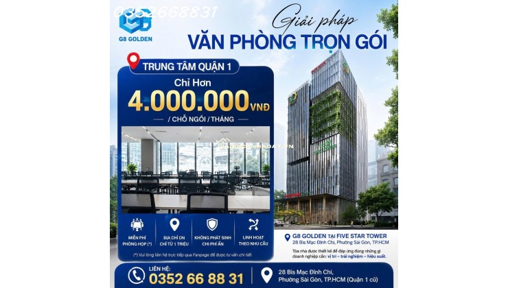 CHỈ TỪ 4 TRIỆU/THÁNG – SỞ HỮU VĂN PHÒNG HẠNG A, VIEW TRIỆU ĐÔ NGAY TRUNG TÂM QUẬN 1