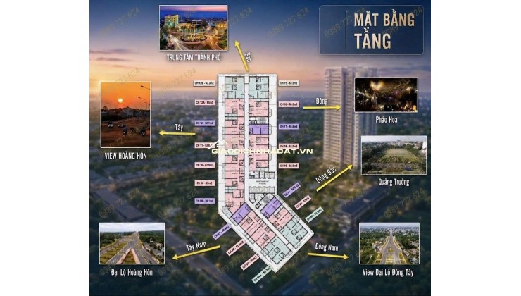 Căn hộ Ecopalace Đăk Lăk 2 phòng ngủ, tầng cao, view hoàng hôn thành phố