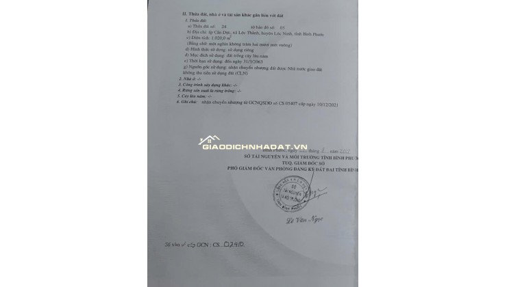 Bán đất Đường Tỉnh 754, xã Lộc Thành Huyện Lộc Ninh tỉnh Bình Phước