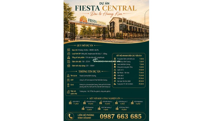 FIESTA CENTRAL – ĐẠI LỘ HOÀNG KIM
 TÂM ĐIỂM ĐẦU TƯ GIỮA THÀNH PHỐ MỚI BÌNH DƯƠNG