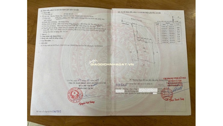 Chính chủ cấn bán lô đất thổ cư mặt tiền Đường An Nhơn Tây - Củ Chi