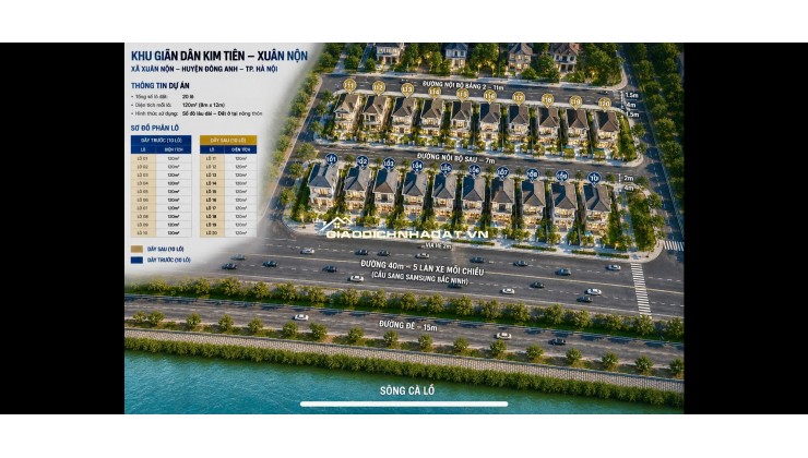 BÁN 120m2 ĐẤT GIÃN DÂN KIM TIÊN – XUÂN NỘN, ĐÔNG ANH