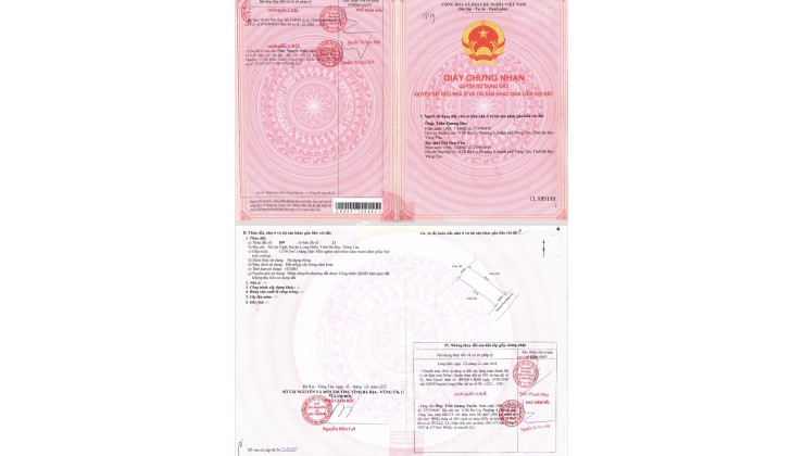 Chuyển nhượng và Bán  2 lô liền kề Mặt tiền khu trung tâm hiện hữu, mặt tiền đường Phan Đăng Lưu Phường Long Điền (2027) Bà rịa-Vũng tàu