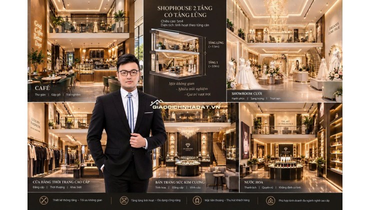 Vinhomes Quận 9- Shophouse Beverly 5,4m- tầng lửng linh hoạt, nhiều mô hình kinh doanh: từ 129 triệu/m2
