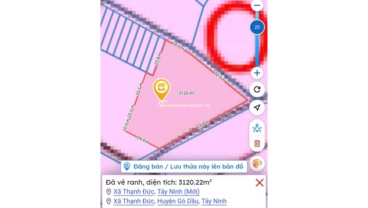 Bán đất tặng nhà, diện tích 1140m2 full đất ở tại Thạnh Đức, Gò Dầu, Tây Ninh